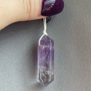 Large Amethyst Purple Crystal Pendant Natural Boho